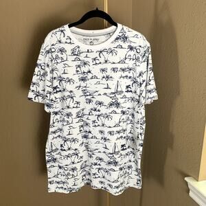 Free Planet Beach Print T Shirt Mens Large NWT Palm Tree Graphic Summer Tee